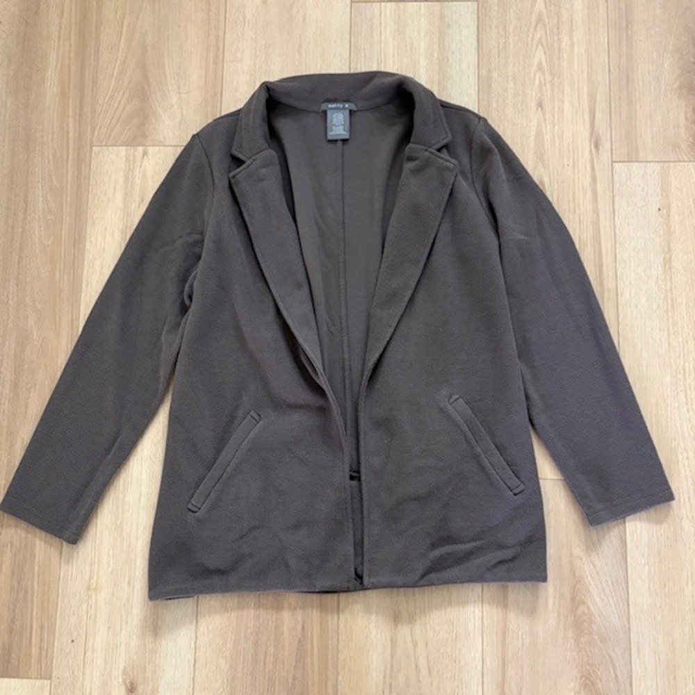 Matty M Womens Dark Gray Textured Knit Open Front Blazer Jacket XL